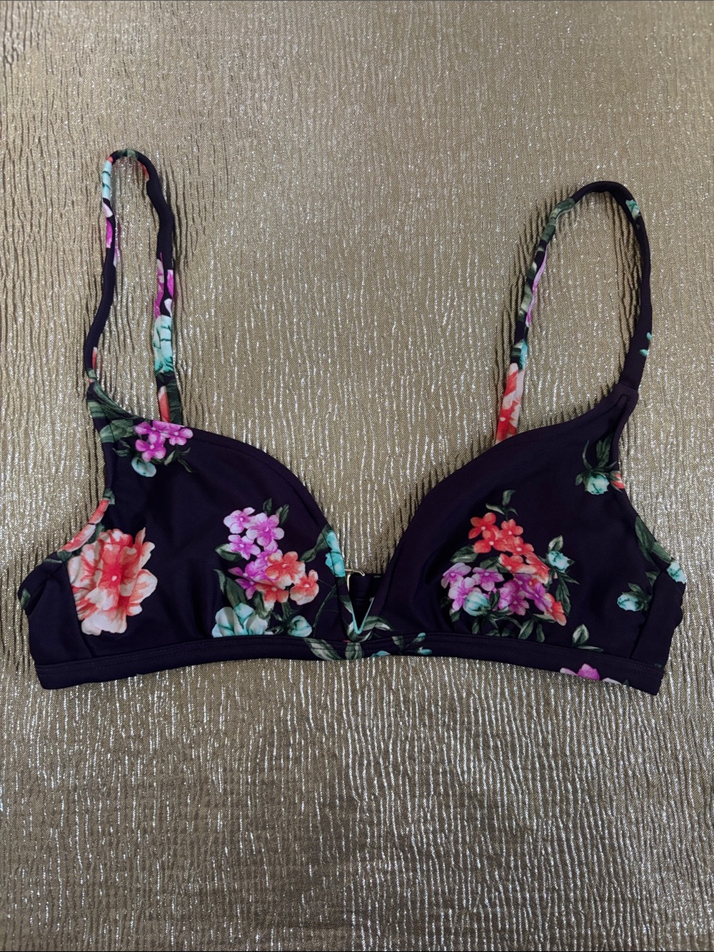 Shade & Shore Plum Floral bikini top